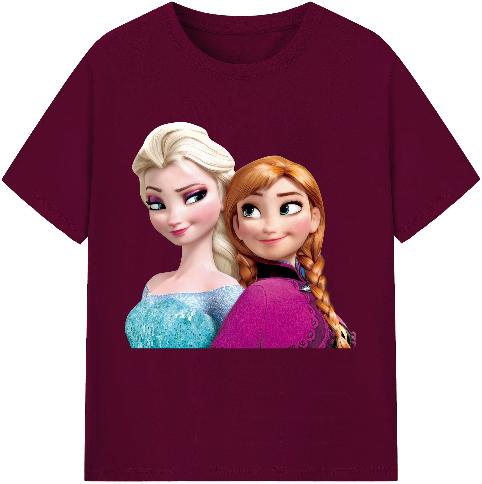 （画像用） アナと雪の女王 アンナ エルサ Frozen Anna Elsa レディースカジュアルプリントTシャツ（綿100％）